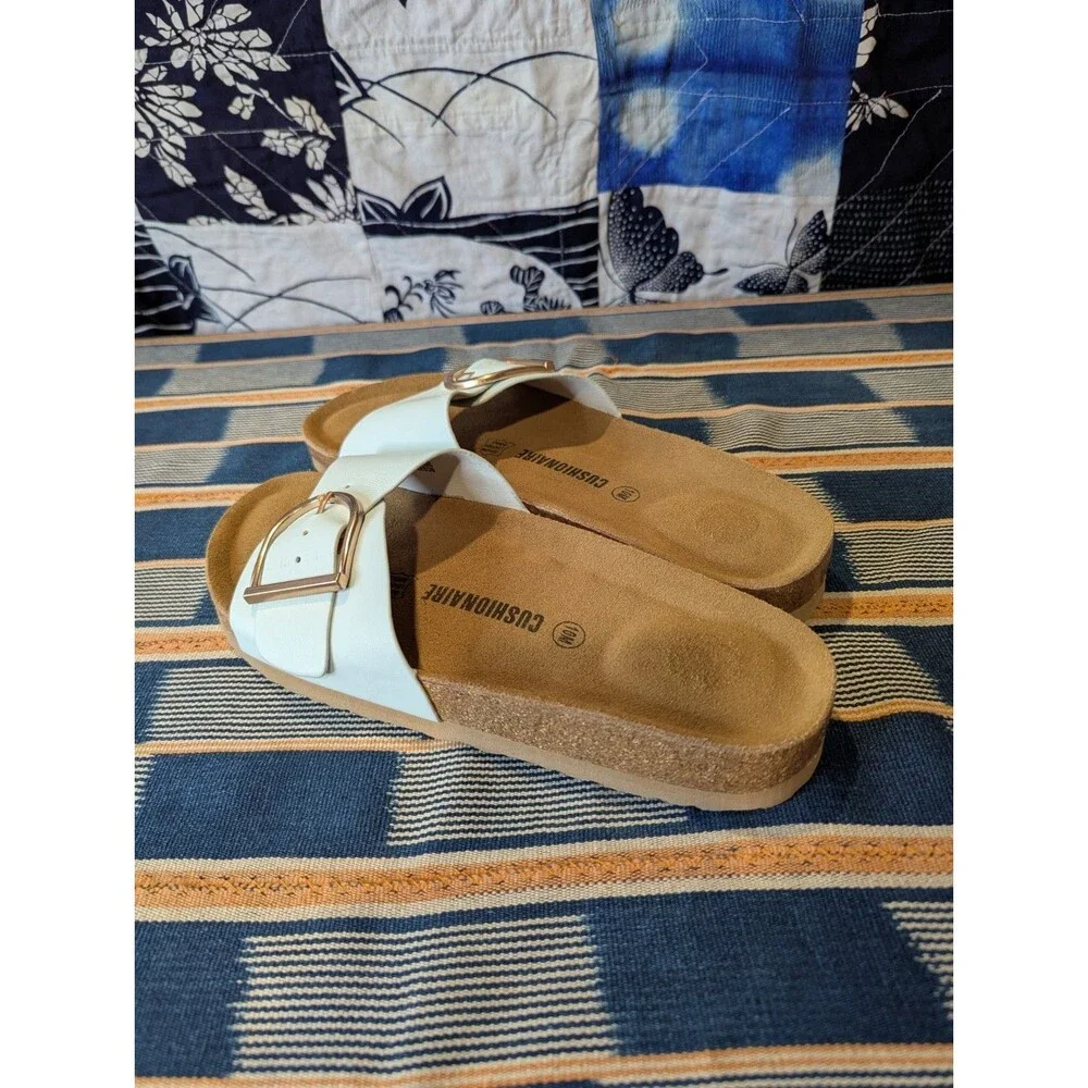 Cushionaire Women's NWOT Light Blue Slide Sandals Size 10 Faux Cork (W01) - Picture 3 of 6